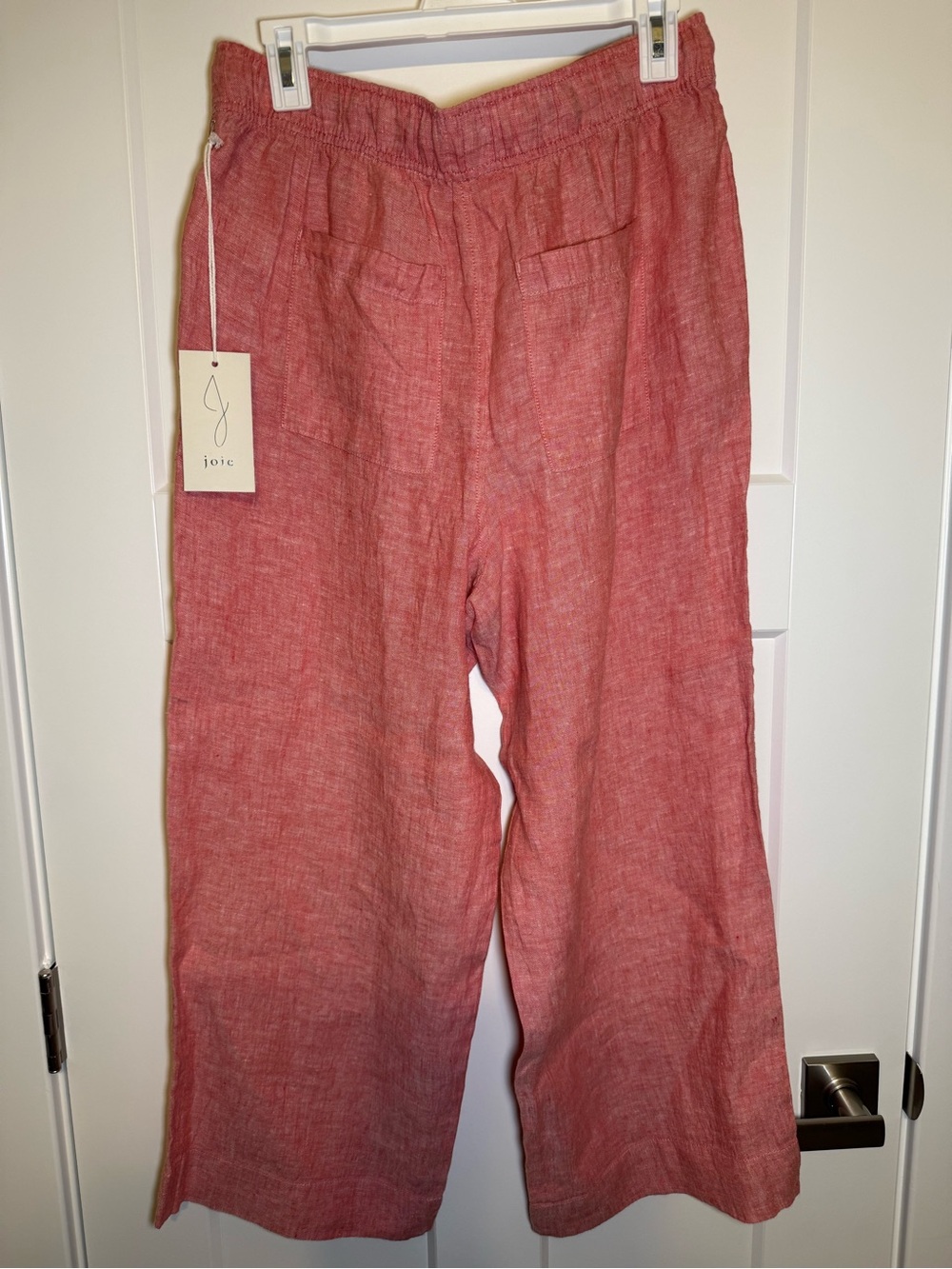Euro summer style Wide-Leg 100% Linen Pants in Red Rose - Picture 2 of 9